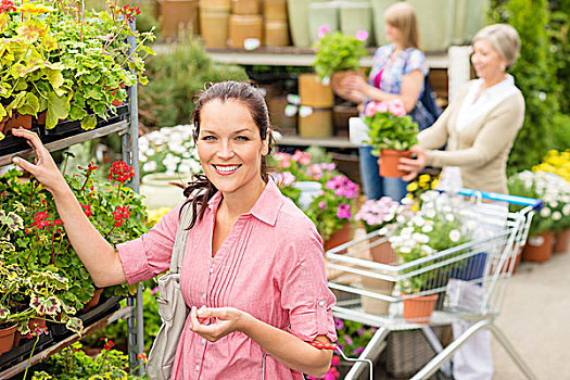 女人,买,盆栽,花,花园,店