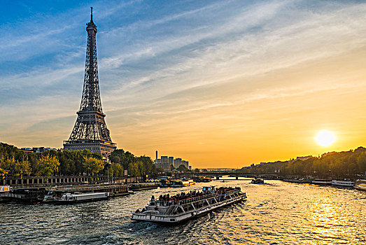 日落,埃菲尔铁塔,巴黎