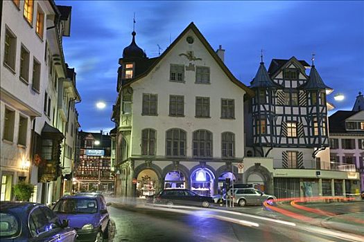 木结构,房子,老,建筑,方形,历史名城,中心,瑞士