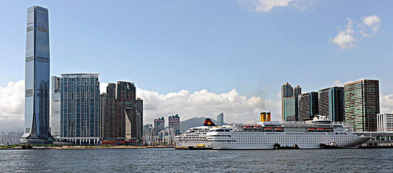 国际商会,塔,游轮,船,星,香港,亚洲