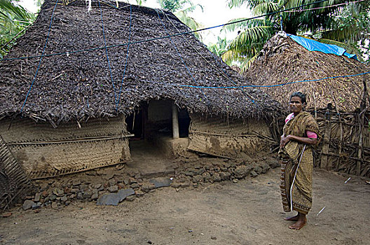 女人,院子,家,泰米尔纳德邦,印度南部,十一月,2006年