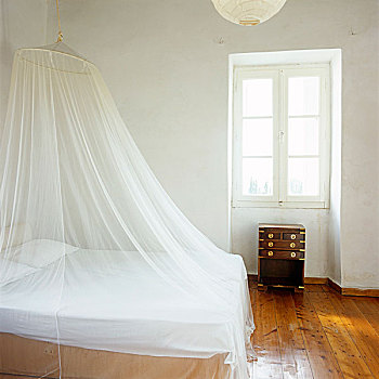 简单,卧室,褥垫,蚊帐,悬吊,天花板