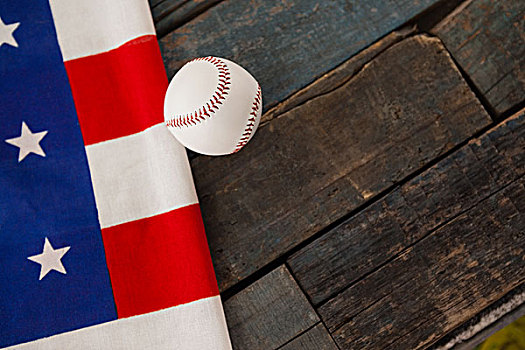 棒球,球,美国国旗,特写,木桌子