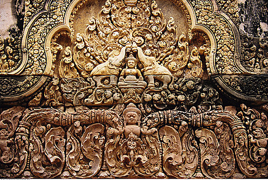 雕刻,庙宇,女王宫,柬埔寨