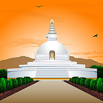 建筑,佛塔,庙宇,查谟-克什米尔邦,印度