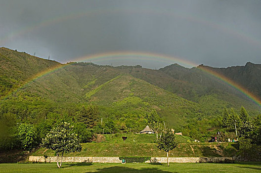 彩虹,上方,花园,斯利那加,查谟-克什米尔邦,印度