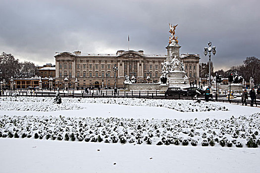 英格兰,伦敦,白金汉宫,雪中