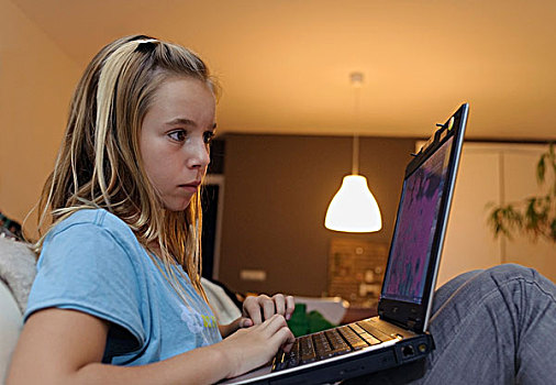 女孩,笔记本电脑,安达卢西亚,西班牙