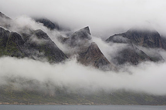 山,雾,格陵兰