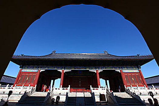 中国,北京,全景,天坛,祈年殿,祈年门,蓝天,地标,建筑