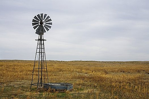风车,草原,堪萨斯,美国