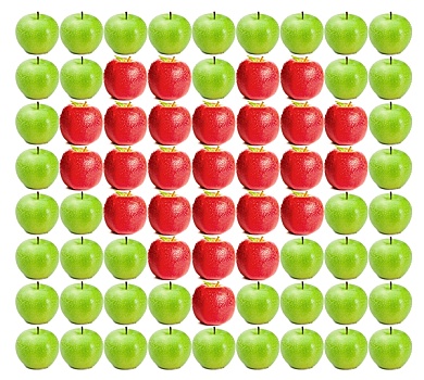 绿色,湿,苹果,红苹果