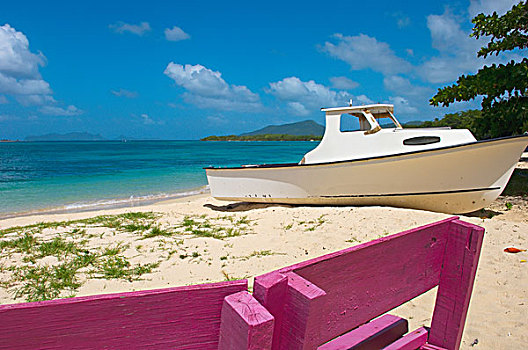 船,陆地,长椅,天堂海滩,岛屿,格林纳达,加勒比海