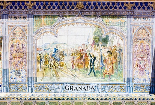 瓷砖,绘画,西班牙,西班牙广场,塞维利亚,安达卢西亚