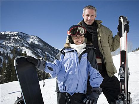 父亲,女儿,户外,雪地