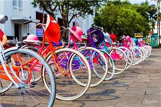 彩色,自行车,待租,雅加达,印度尼西亚