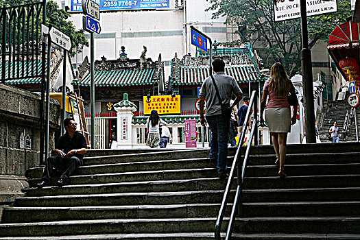 游客,走,文武庙,好莱坞大街,中心,香港