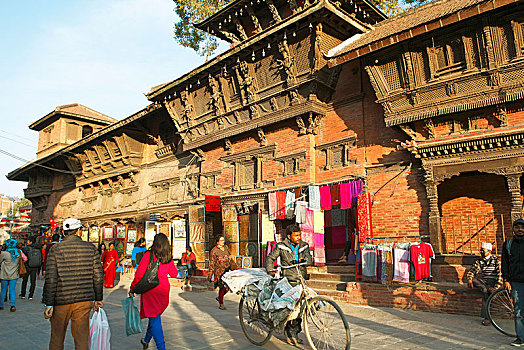 木雕,建筑,杜巴广场,老城,加德满都,尼泊尔,亚洲