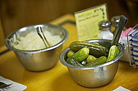 碗,酸甜,泡菜,用餐,桌子