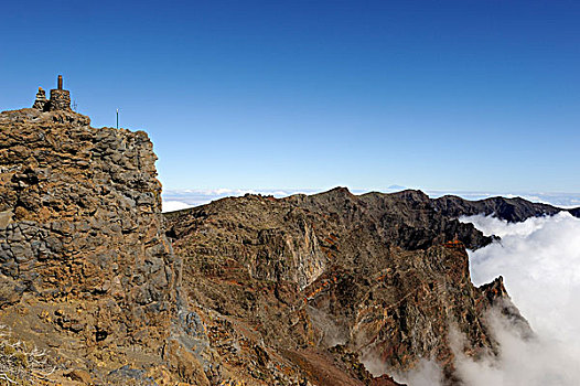 顶峰,云海,国家公园,帕尔玛,加纳利群岛,西班牙,欧洲