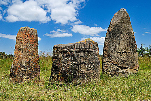 古老,石头,石碑,季亚,世界遗产,埃塞俄比亚,非洲
