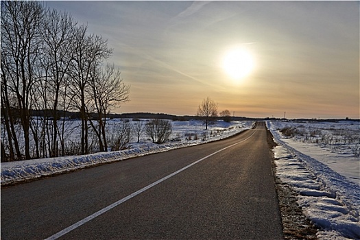 冬天,道路,风景