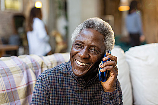 微笑,老人,交谈,机智,电话
