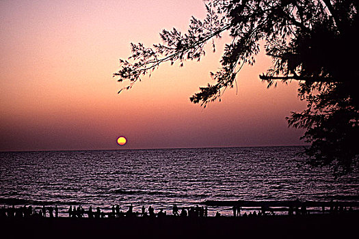 日落,上方,海洋,科尔瓦海滩,果阿,印度