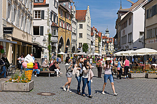 游客,路边咖啡馆,历史,地区,步行街,巴登符腾堡,德国南部,德国,欧洲