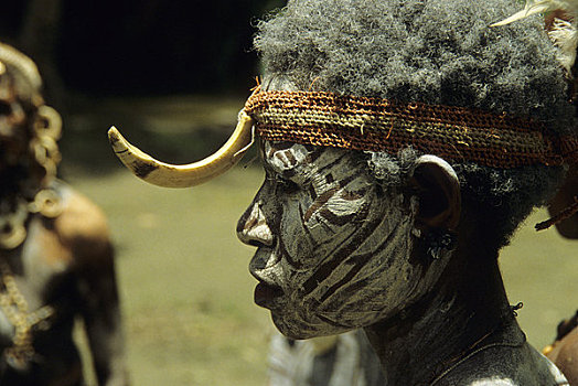 巴布亚新几内亚,河,靠近,小,乡村,女人,头饰