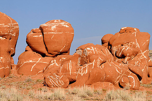 砂岩,漂石,沙岩构造,蓝色,峡谷,亚利桑那,美国,北美