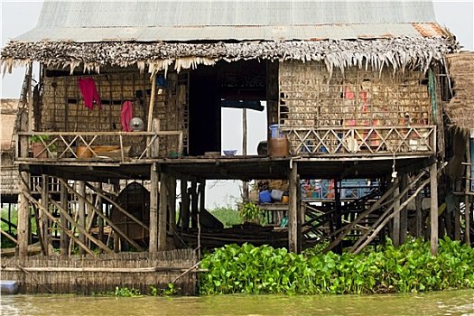 乡村,渔民,房子,柬埔寨