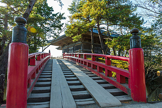 松岛,红色,桥,日本寺庙