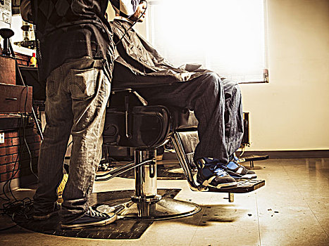 理发师,传统,理发店,剃,男人,头部