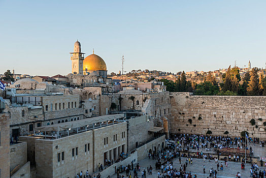 圆顶清真寺,哭墙,老城,耶路撒冷,以色列,亚洲