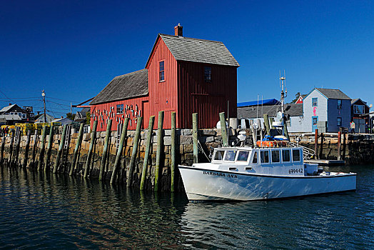 捕鱼,小屋,码头,石头港,马萨诸塞,美国,北美