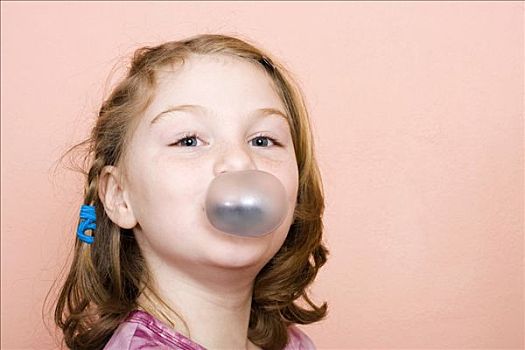 小女孩,9岁,口香糖,泡泡