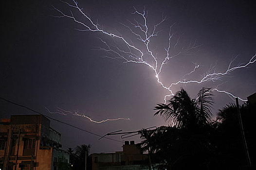 闪电,加尔各答,印度,六月,2007年