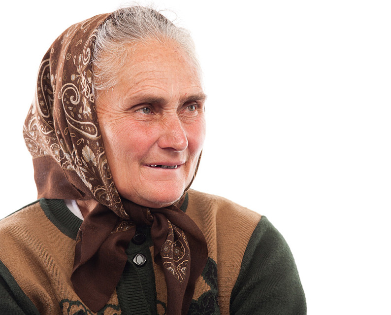 高兴_老年_女人_头像_老太太_隔绝_白色背景_图片素材