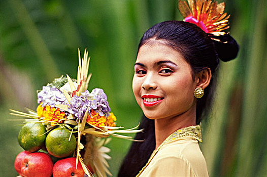 巴厘岛,女孩,水果