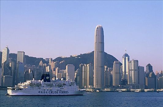 中国,香港,游轮,船,城市天际线