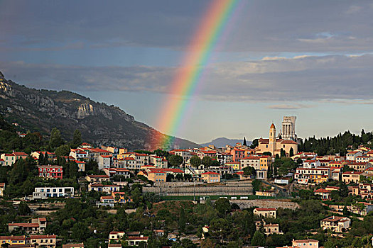 彩虹,上方,阿尔卑斯滨海省,法国,欧洲