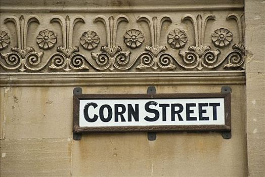 路标,街道,名字,玉米,英格兰,英国,欧洲