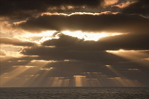 日落,云,麦夸里岛,亚南极,澳大利亚