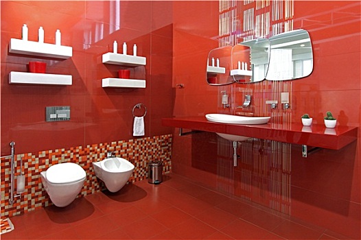 浴室,红色