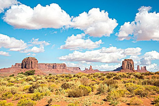 景色,桌子,山,纪念碑谷,纪念碑谷纳瓦霍部落公园,纳瓦霍部落,亚利桑那,犹他,美国,北美