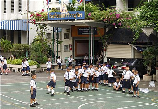 休息时间,学校,曼谷,泰国