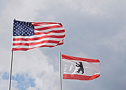 旗帜,美国,柏林,吹,风,风暴