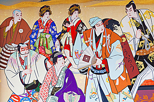 日本,京都,袛园,歌舞伎,剧院,特写,描绘