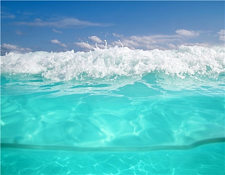 水位线,加勒比海,水下,蓝色海洋